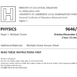 2014 Cambridge H2 Physics (9646/01) Solutions