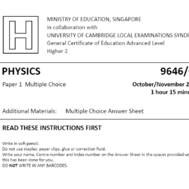 2015 Cambridge H2 Physics (9646/01) Solutions