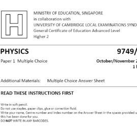 2017 Cambridge H2 Physics (9749/01) Solutions