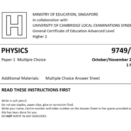 2018 Cambridge H2 Physics (9749/01) Solutions